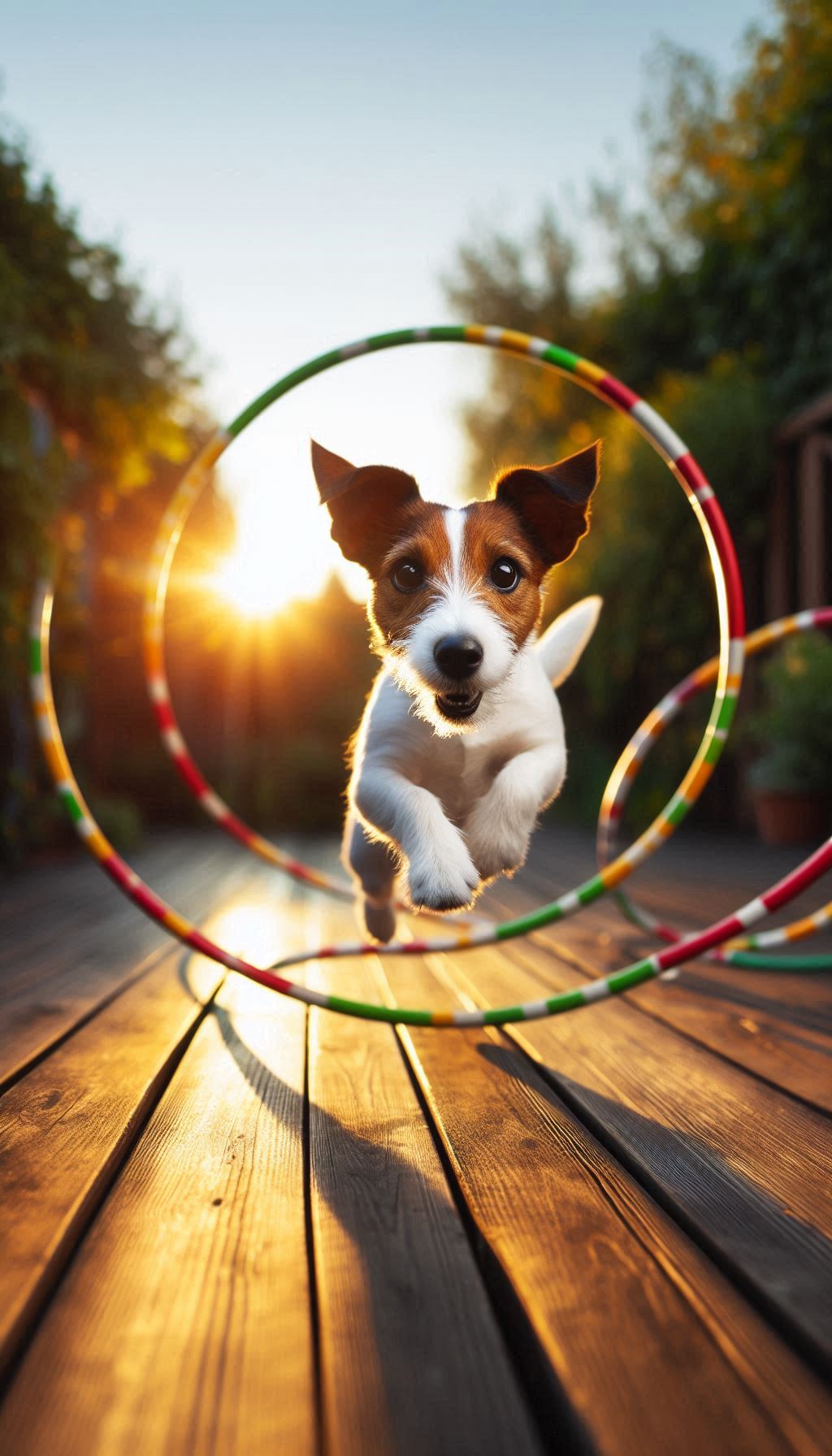 Energetic Jack Russell Jumping Through Hoops