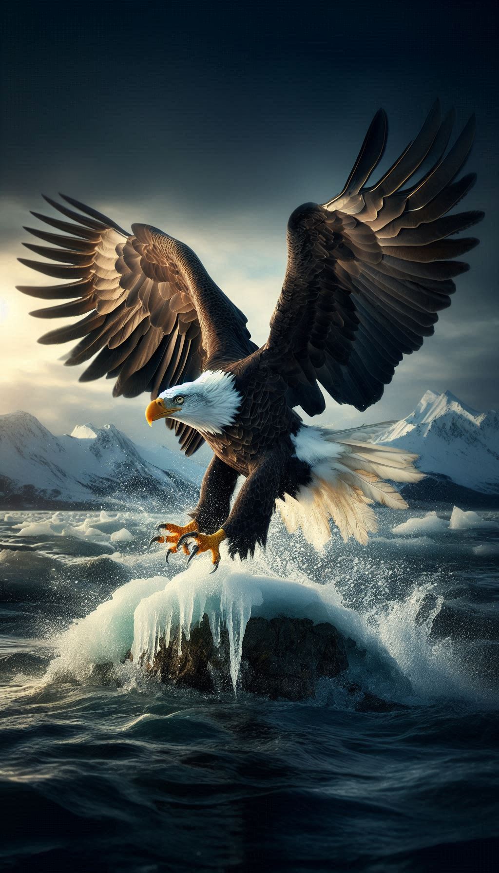 Epic bald eagle in action A dynamic moment captured on iPhone wallpaper