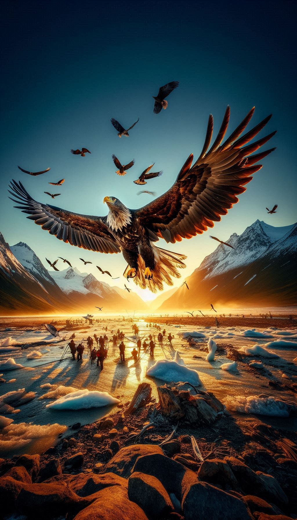 Epic eagle flight capturing the wild spirit in action for your mobile