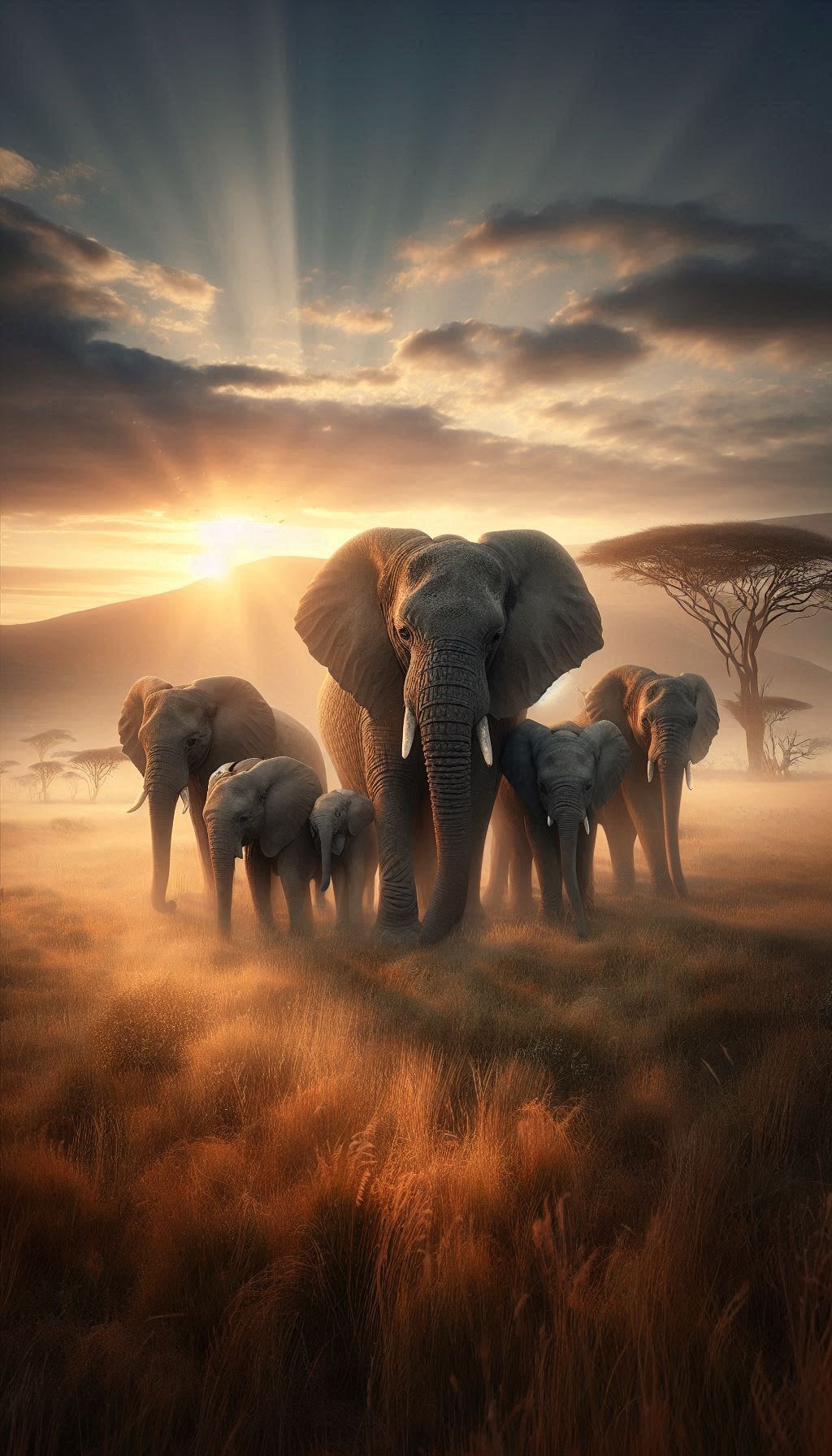 Gentle Giants A Family of Elephants in Their Natural Habitat