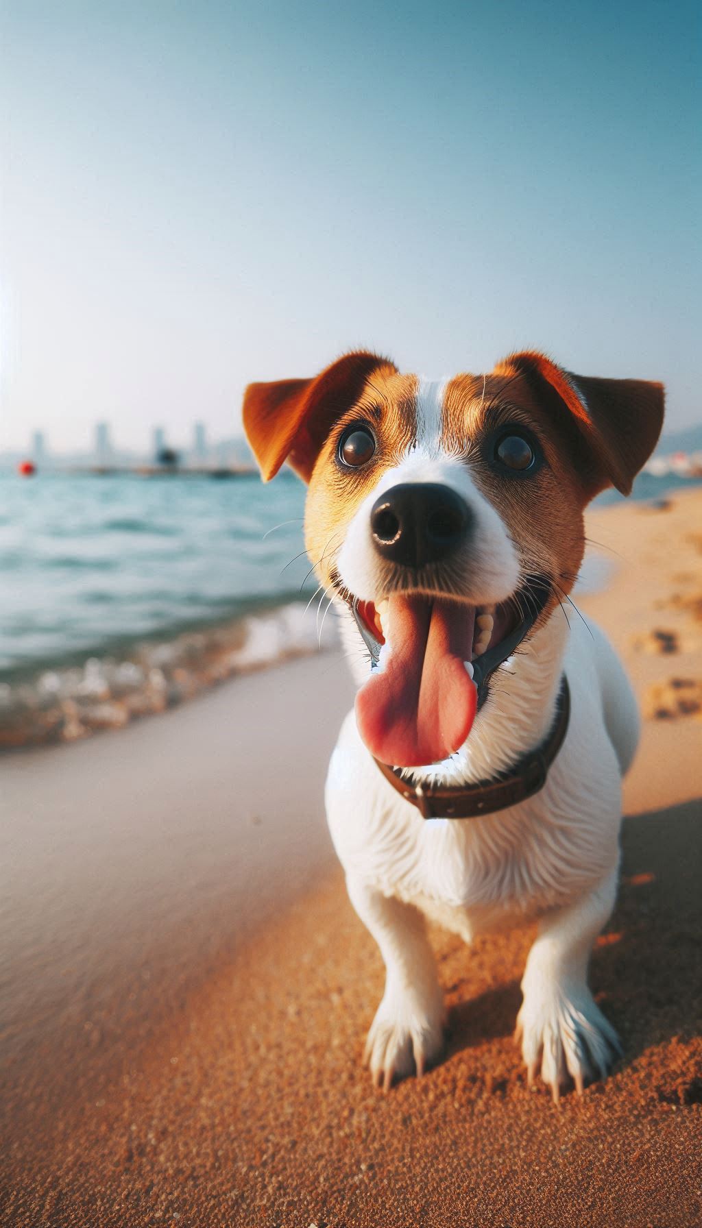 Happy Jack Russell Playing Fetch on the Beach