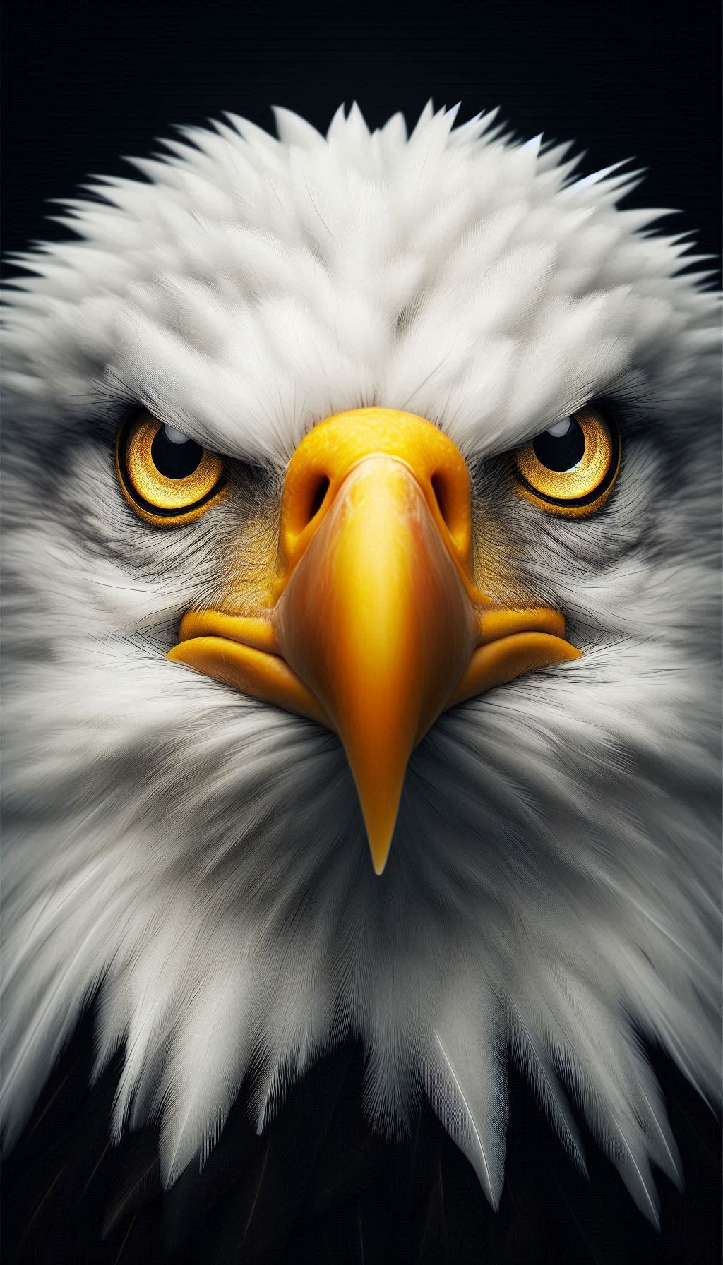 High-resolution close-up mobile wallpaper of a bald eagle's face for iPhone