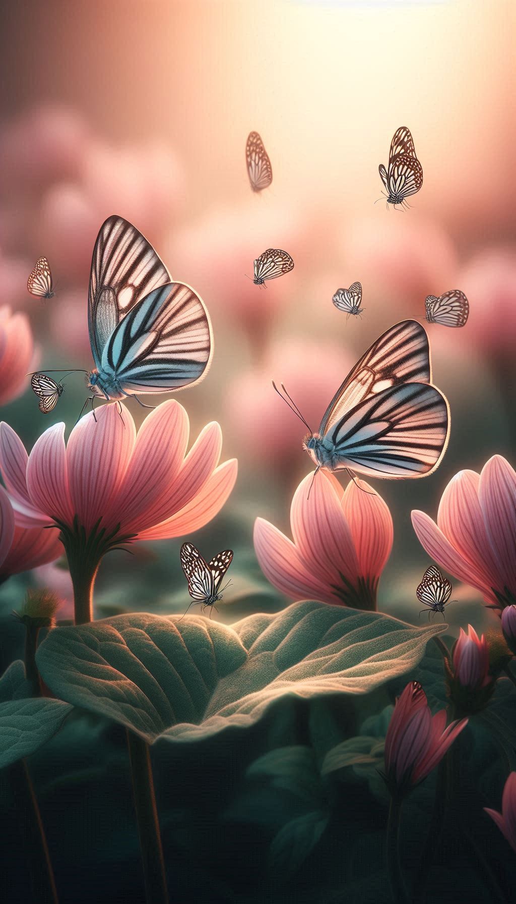 Idiopsis gaura butterflies resting on soft green leaves wallpaper for iPhone and Android