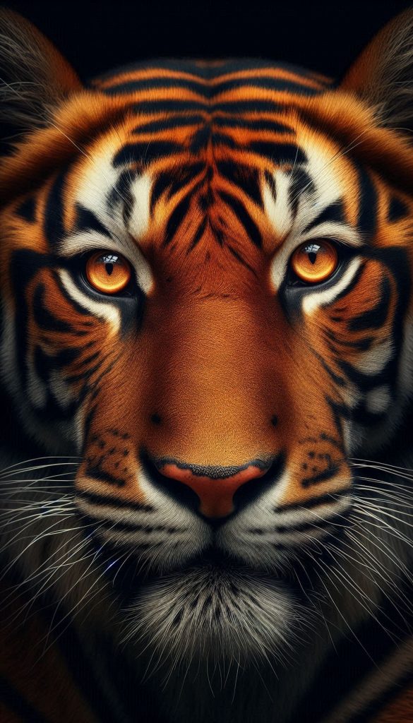 Intense Close-Up of a Bengal Tiger's Eyes with Striking Detail Wallpaper