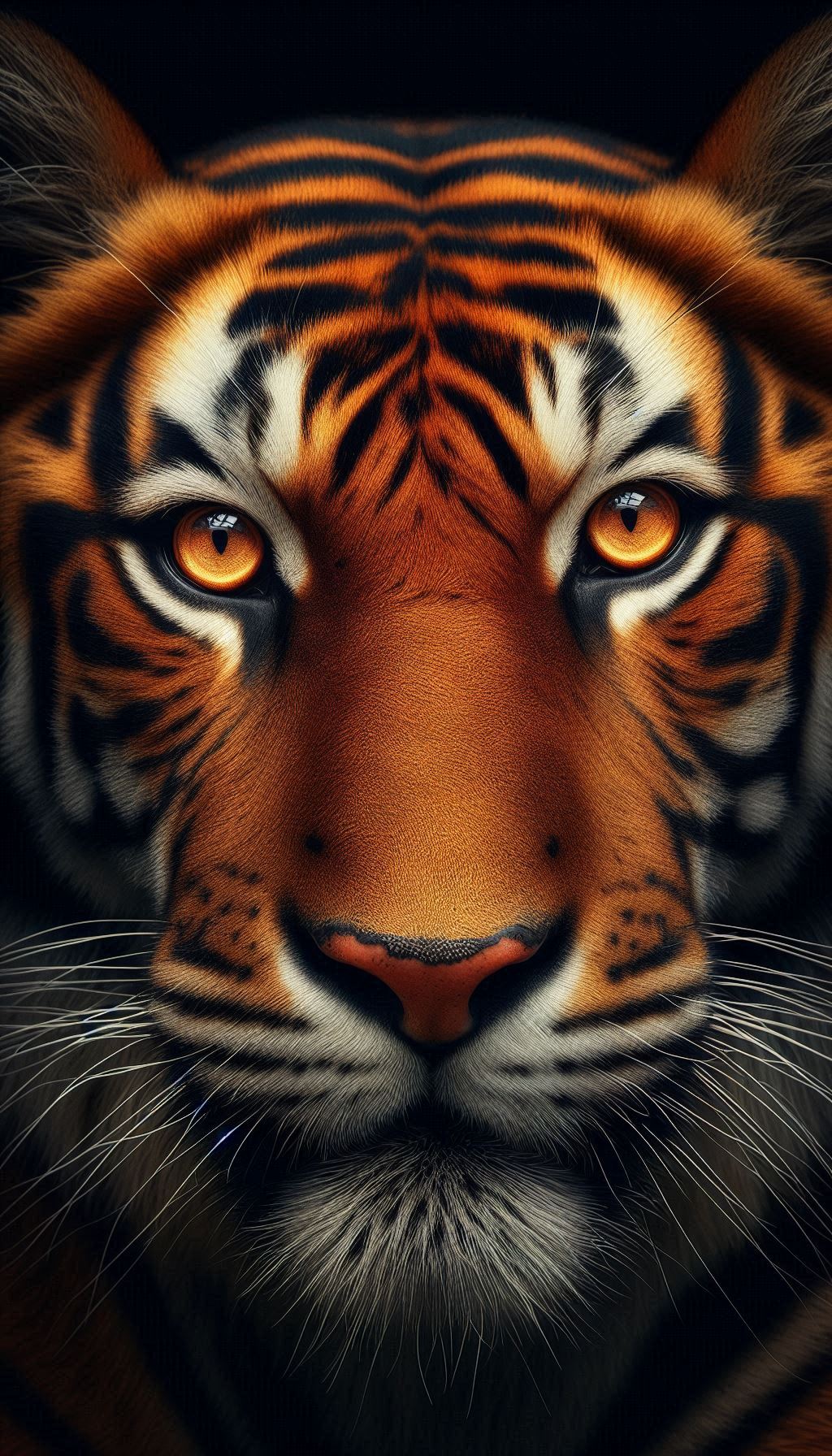 Intense Close-Up of a Bengal Tiger's Eyes with Striking Detail Wallpaper