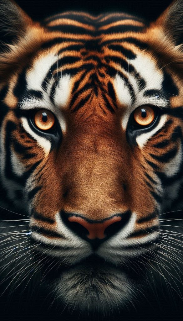 Intense close-up of a Bengal tiger's eyes More, your smartphone wallpaper with details