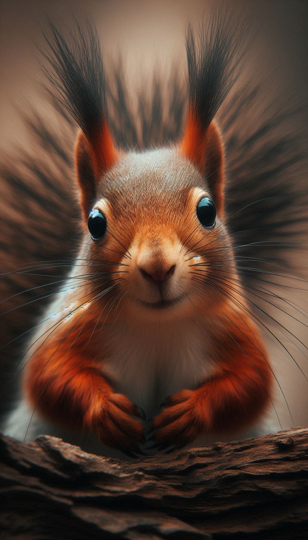 Intriguing expression of a squirrel in a close-up view