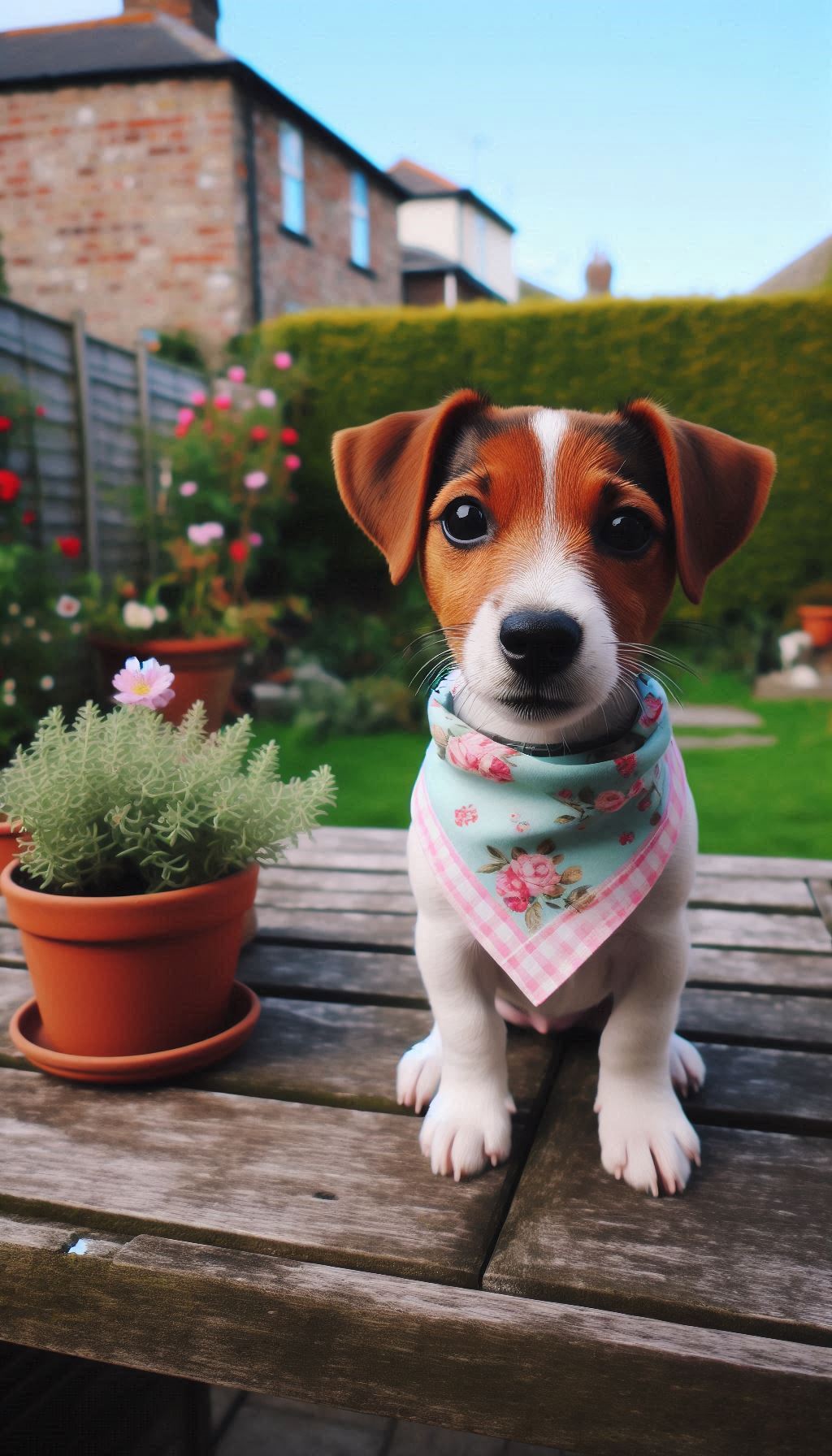 Jack Russell Terrier wearing a cute little bandana photo background
