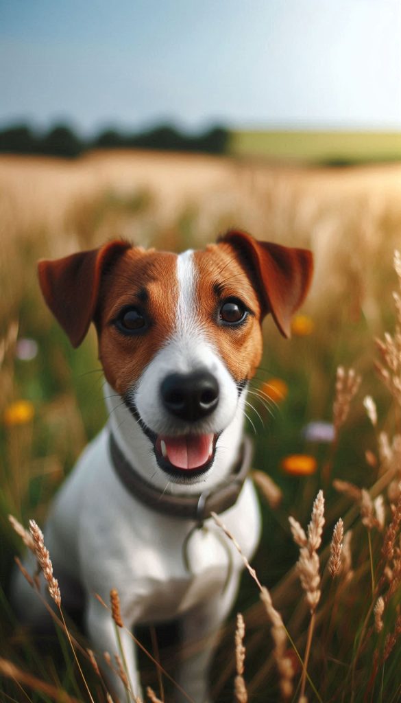 Jack Russell Terrier with a Playful Expression in a Field