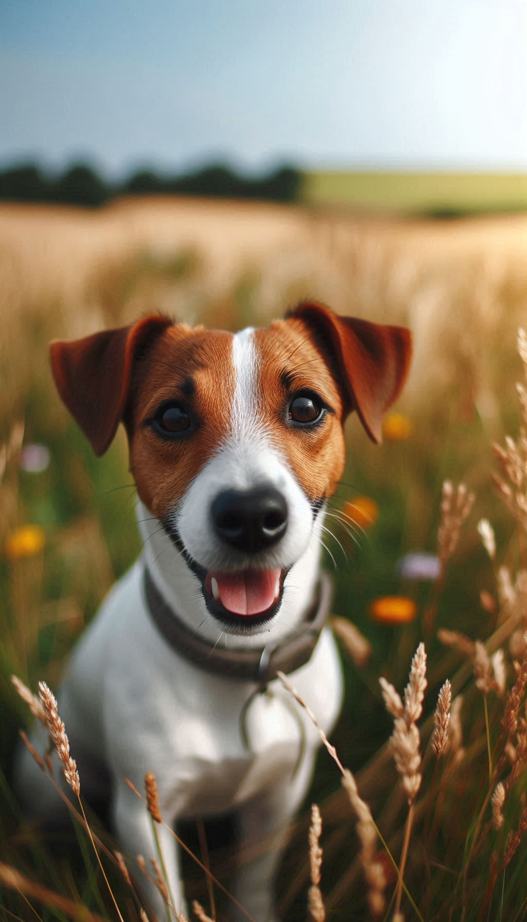 Jack Russell Terrier with a Playful Expression in a Field