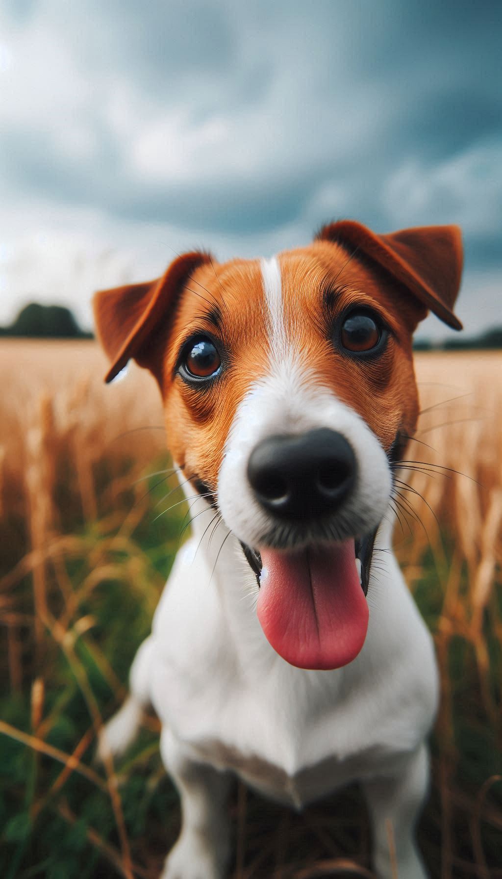 Jack Russell Terrier with playful expression in fieldHD picture for mobile