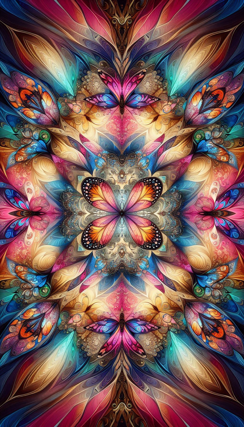 Kaleidoscope Butterfly Patterns Colorful Insect Wallpaper for Vibrant Spaces