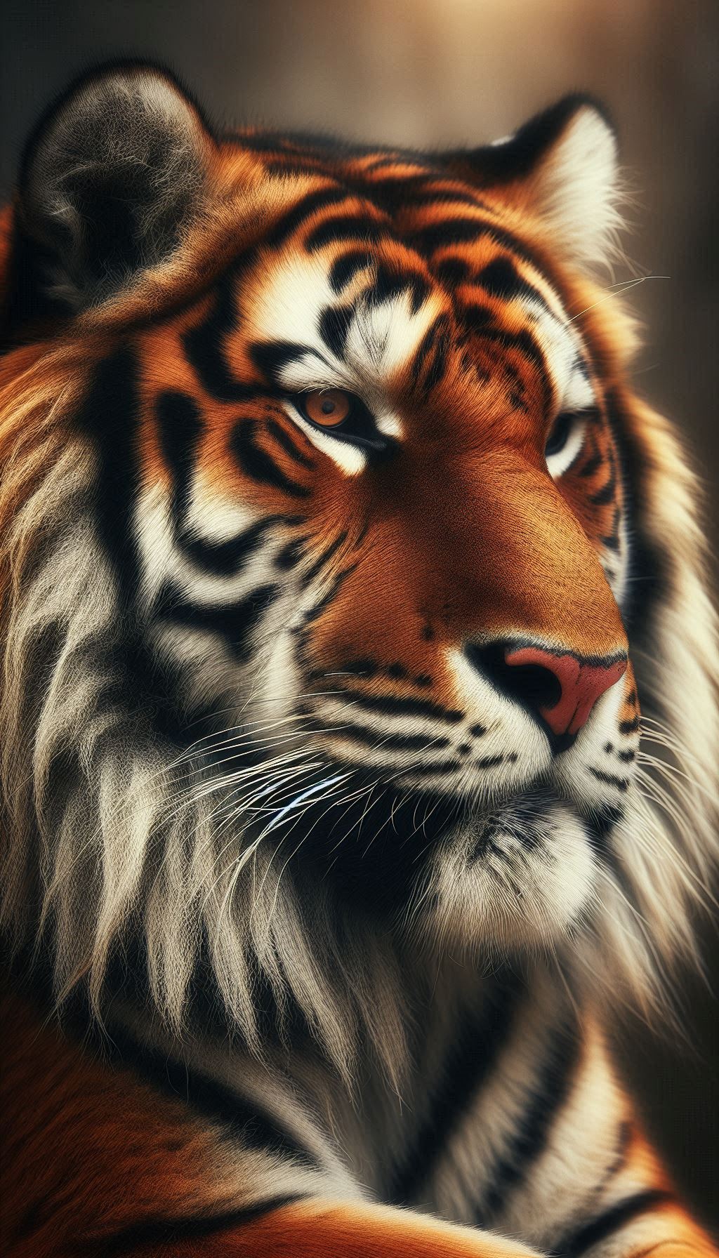 Majestic Tiger Close-Up Showcasing Its Beautiful Fur Patterns Wallpaper