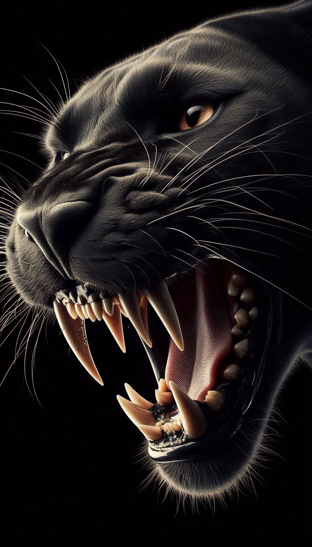 Majestic black panther with open jaws striking wallpaper concepts phone