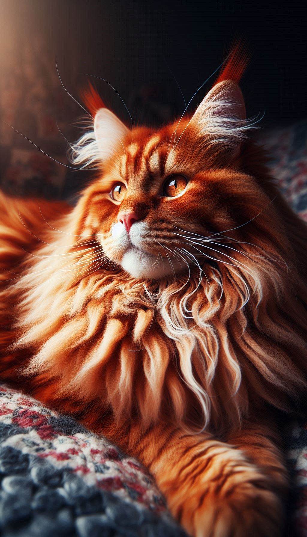 Majestic red tabby Maine Coon vibrant fur pattern for a cozy wallpaper HD wallpaper for iPhone and Android