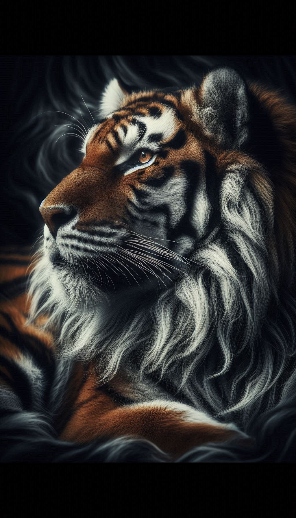 Majestic tiger close-up showing its lovely fur pattern wallpaper for iPhone