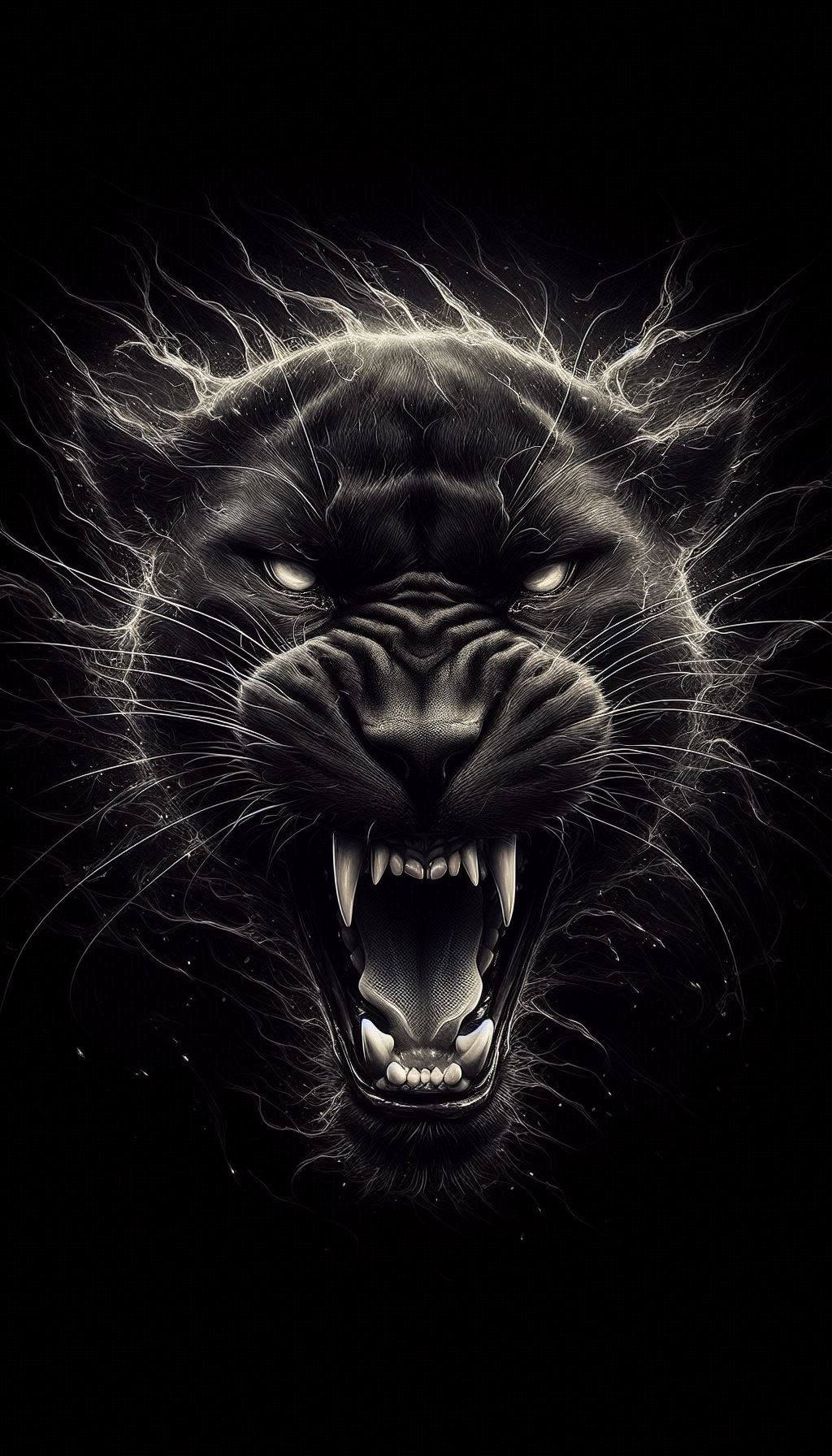 Picture of jaw clenching intense energy black panther wallpaper design for smartphone