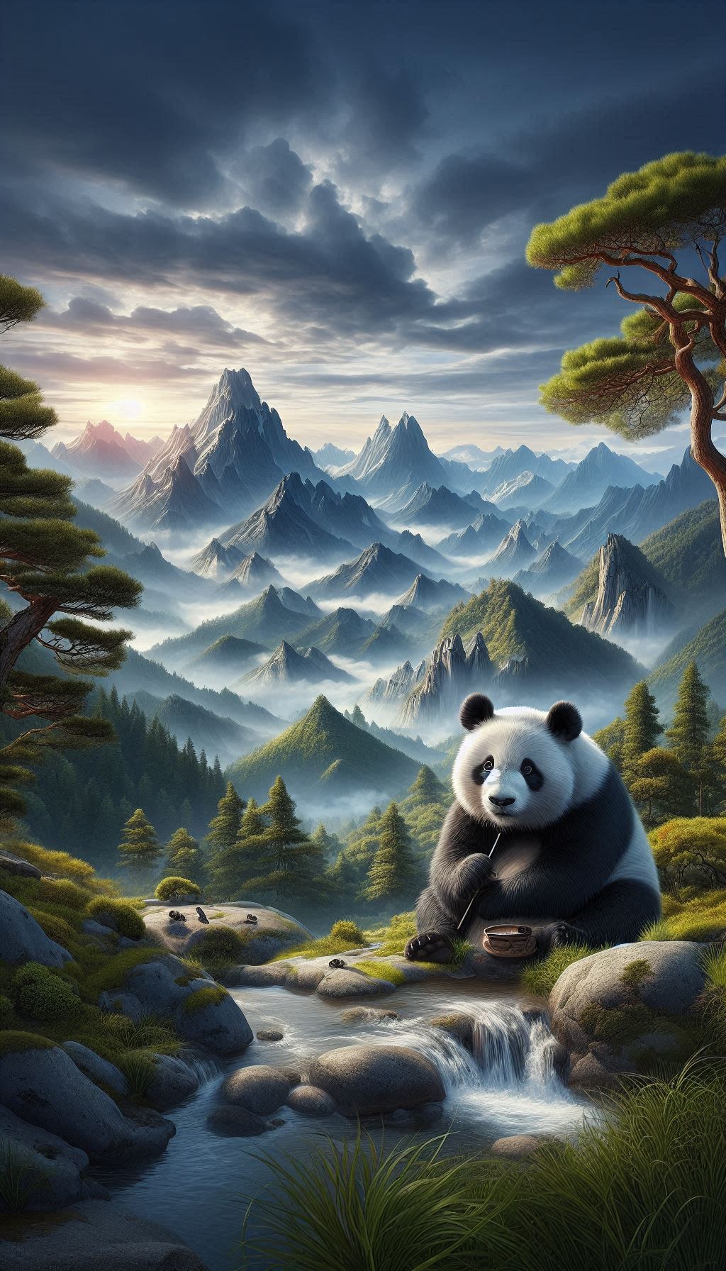 Qinling Panda in Its Natural Habitat Serene Mountain Landscape Wallpaper