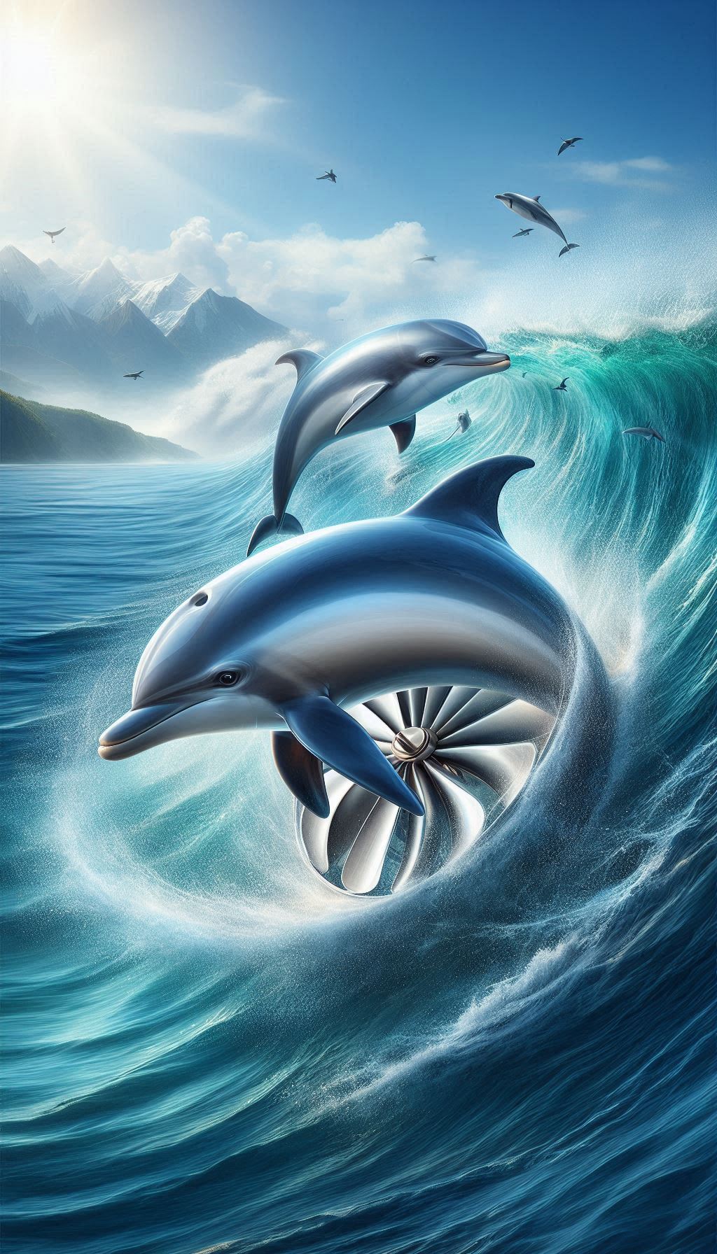 Realistic Dolphin Images Nature-Inspired Spinner Wallpaper for Coastal Homes