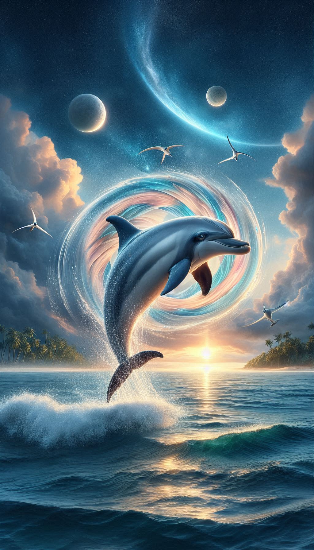 Realistic Dolphin Images Nature Inspired Spinner for Coastal Homes Mobile Wallpaper for iPhone