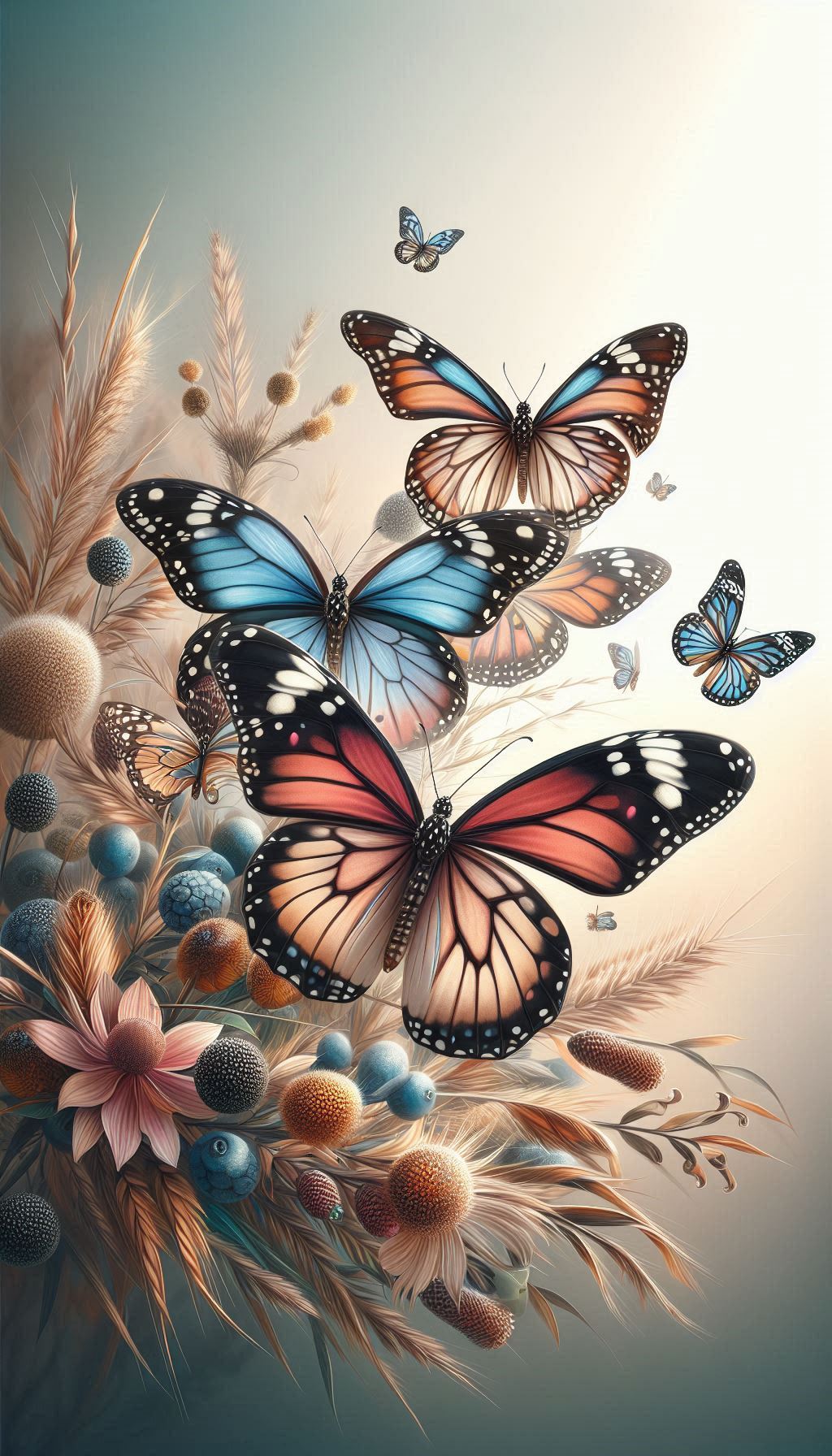 Realistic butterfly illustration nature inspired living spaces phone wallpaper for mobile