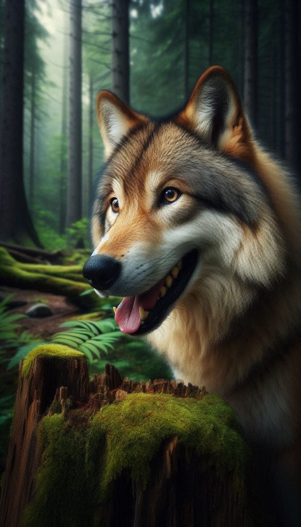 Realistic portrait of timber wolf beauty digital background for iPhone