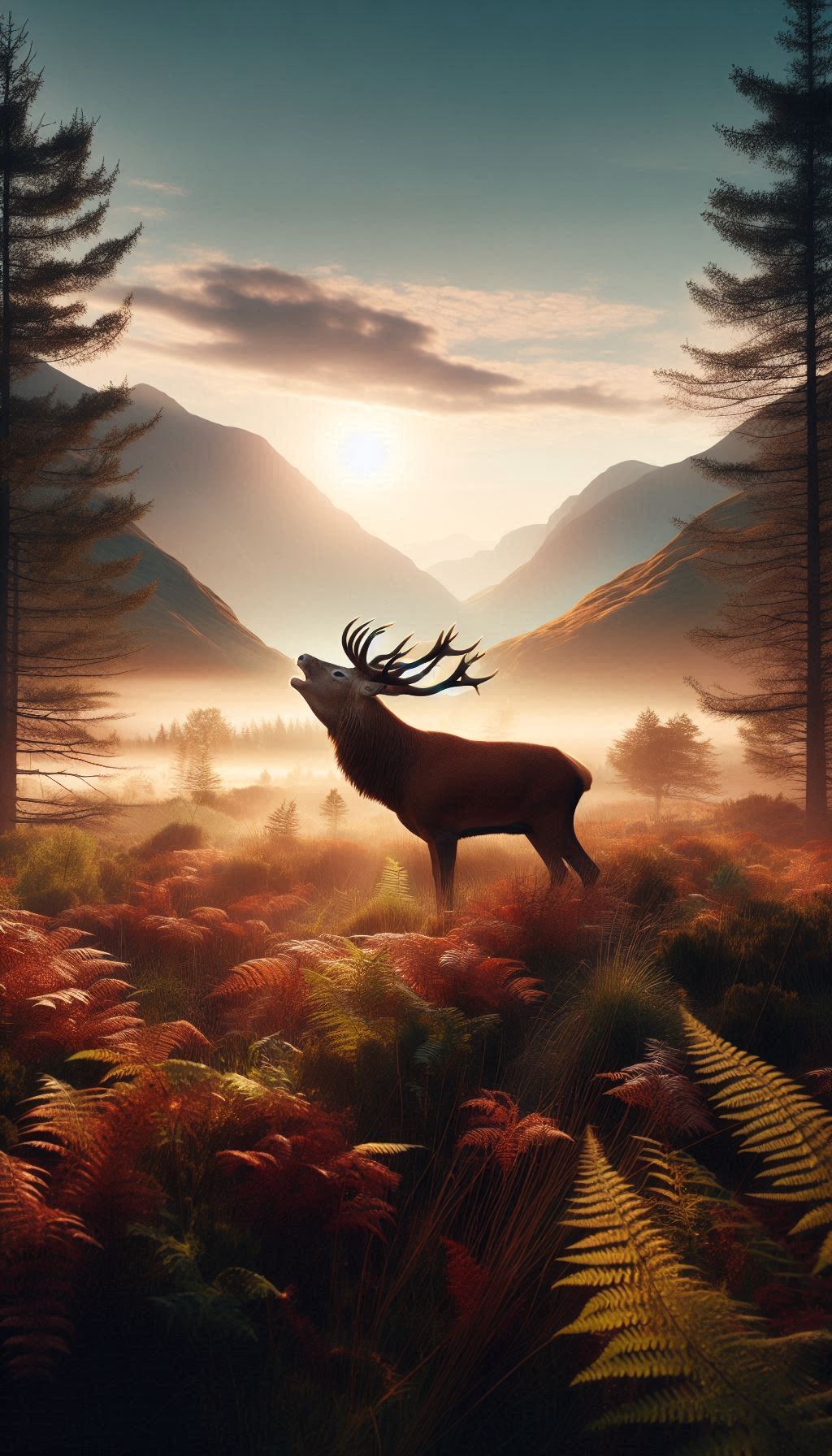Red Deer Stag Calling in a Serene Wilderness