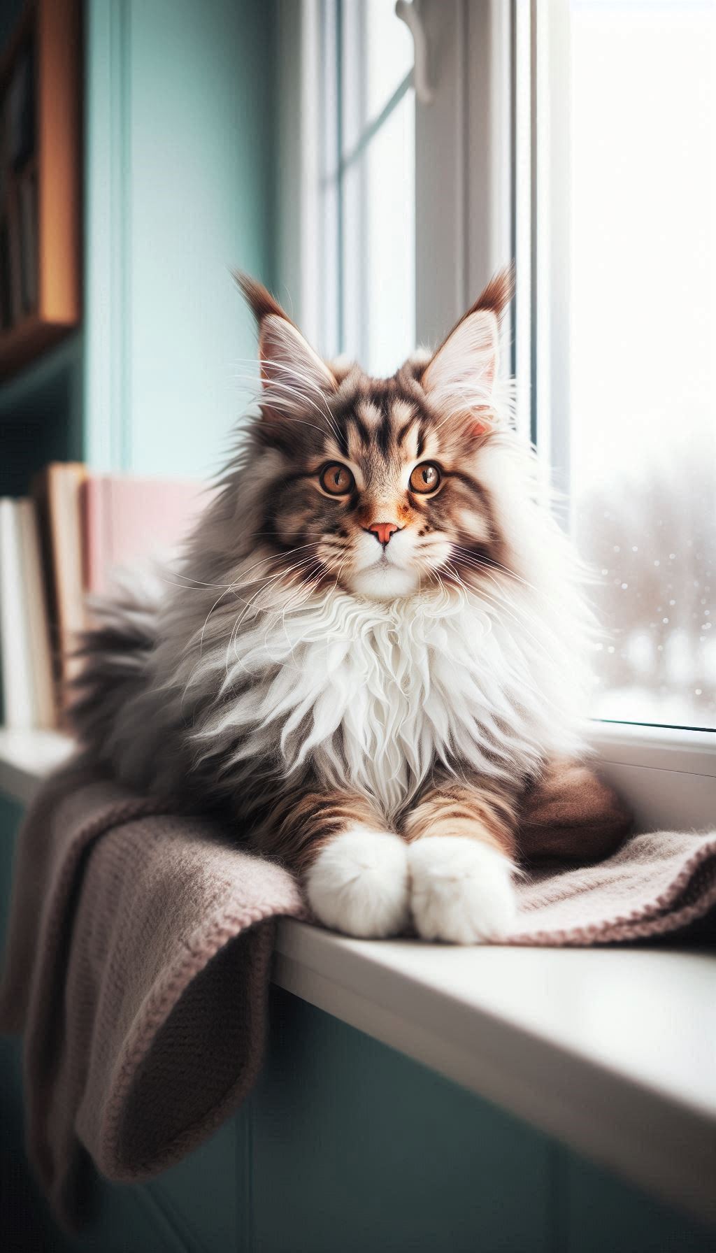 Sfondo pe AndroidMaine Un gatto ch'o s'assetta in sce un davanzale de barcon ch'o guarda in çimma