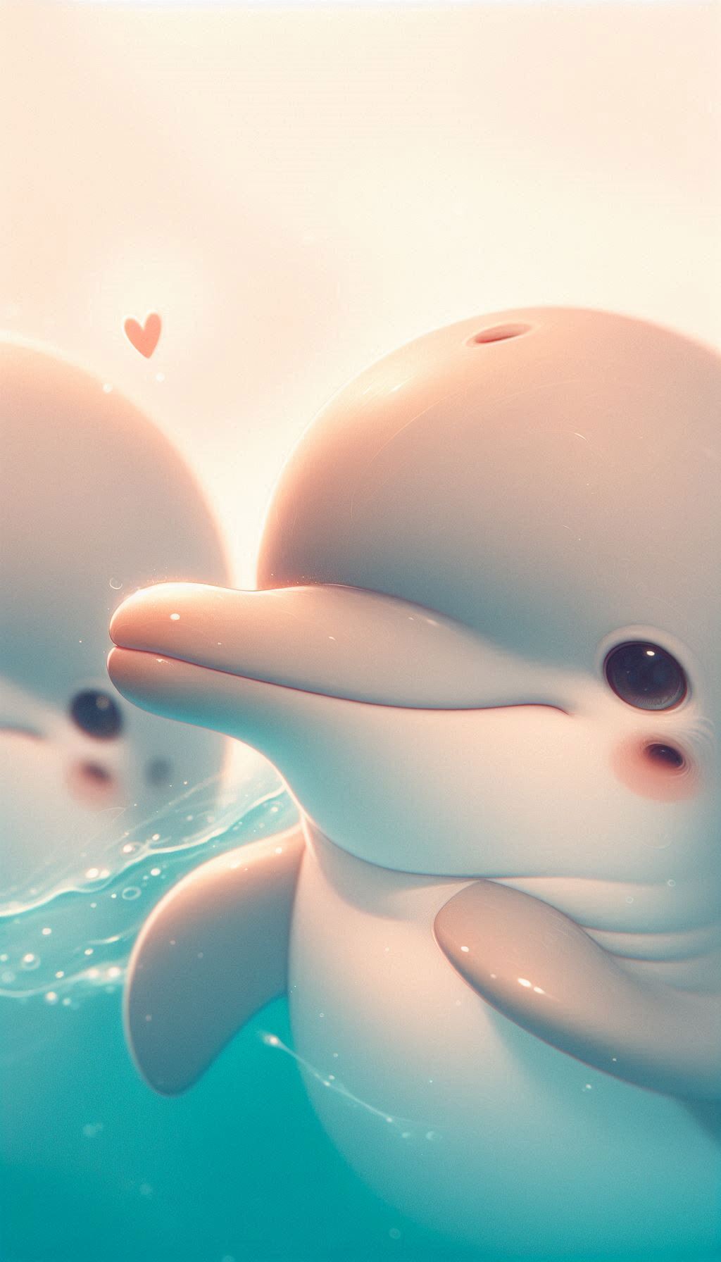 Soft and Playful Dolphin Nuzzle Warm Close-Up Wallpaper for Child-Friendly Areas