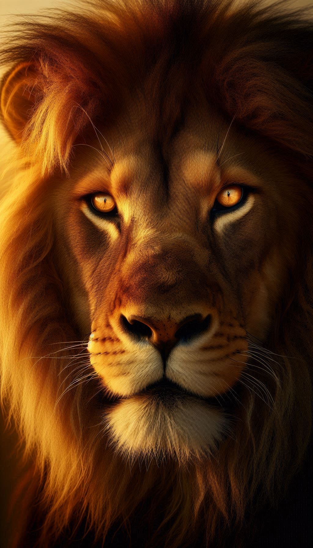Stunning Close-Up of a Lion’s Intense Gaze in Golden Light