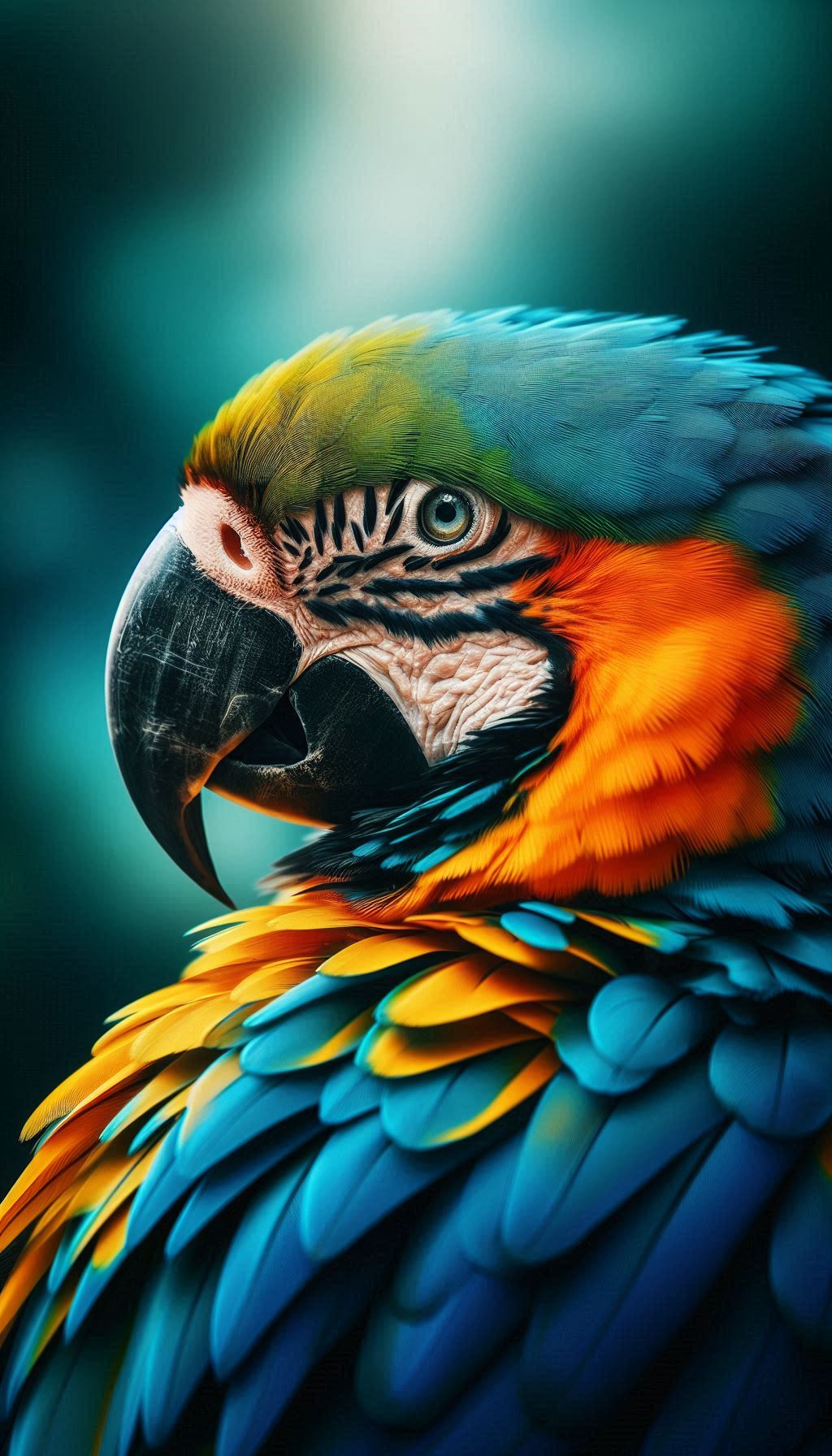 Stunning Close-Up of a Macaw Parrot with Bright Feather Details