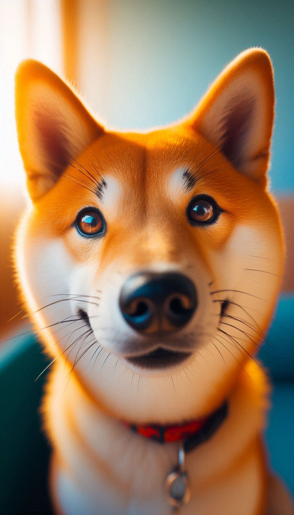 Vibrant Close-Up of a Shiba Inu's Playful Expression