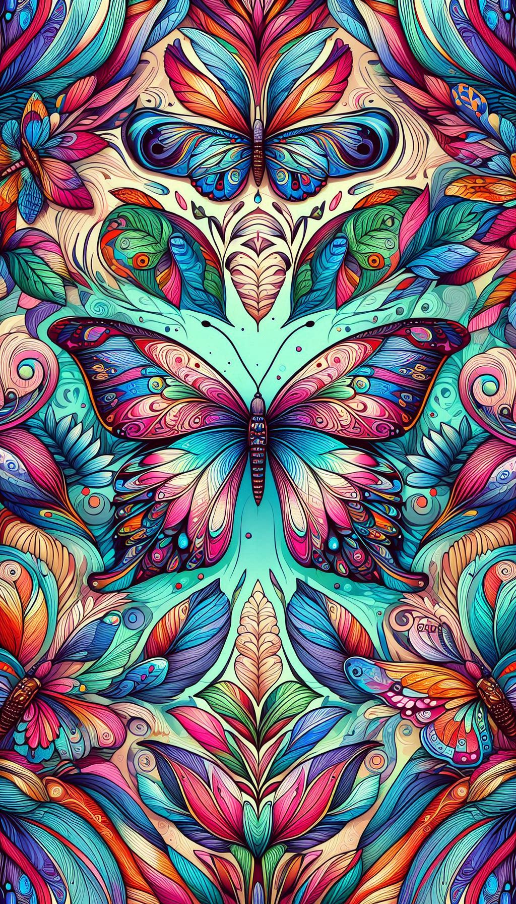 Vibrant butterfly pattern a colorful insect wallpaper collection for mobile background