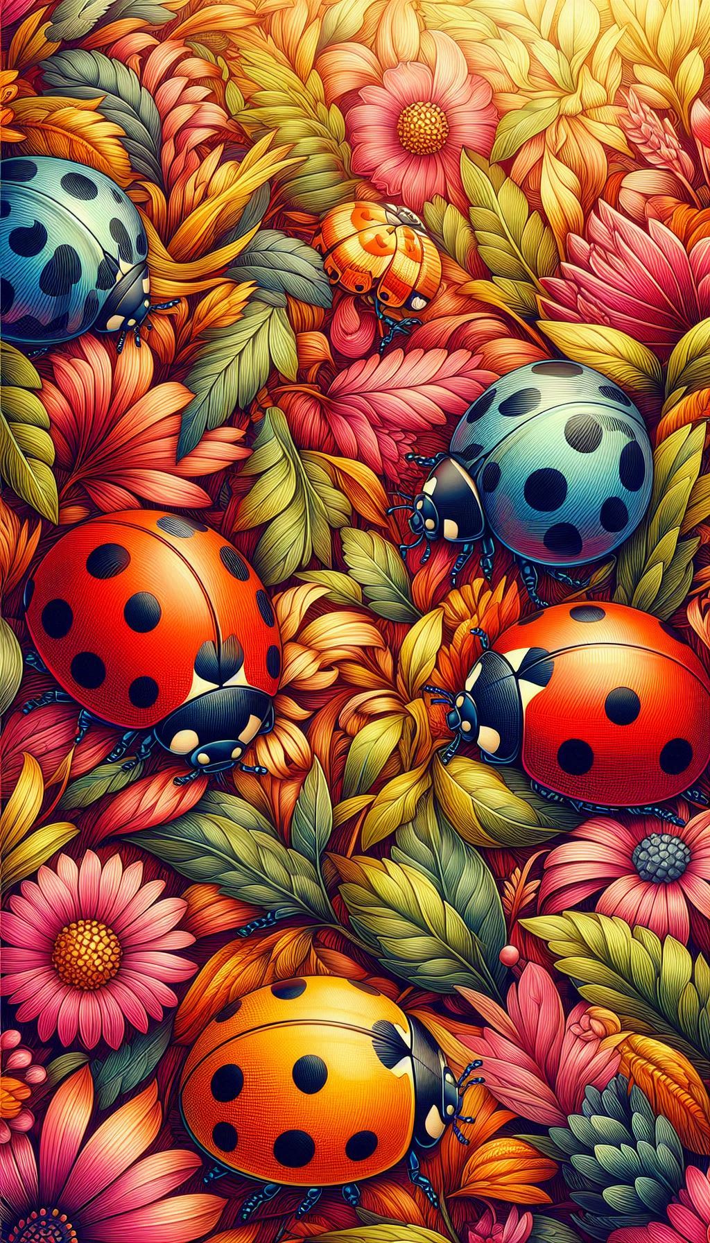 Vibrant ladybug patterns A nature-inspired wallpaper collection for your mobile