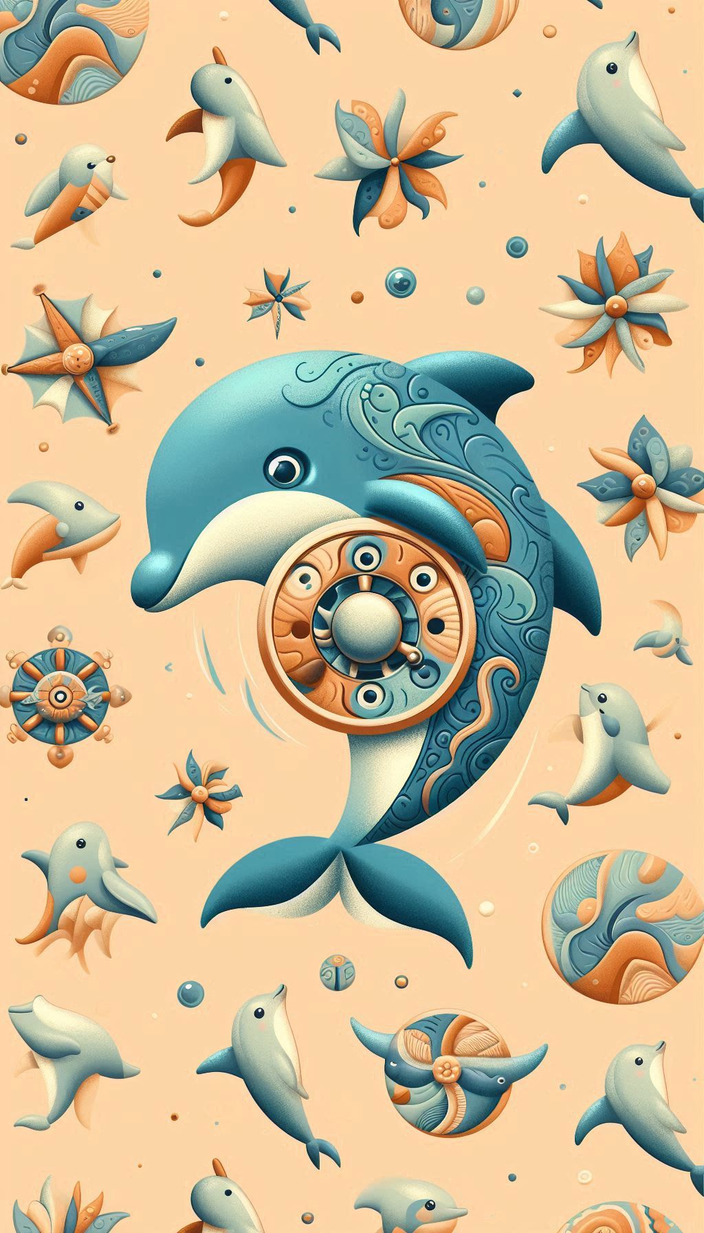 Whimsical Dolphin Spinner Mobile Wallpaper for Kids Room