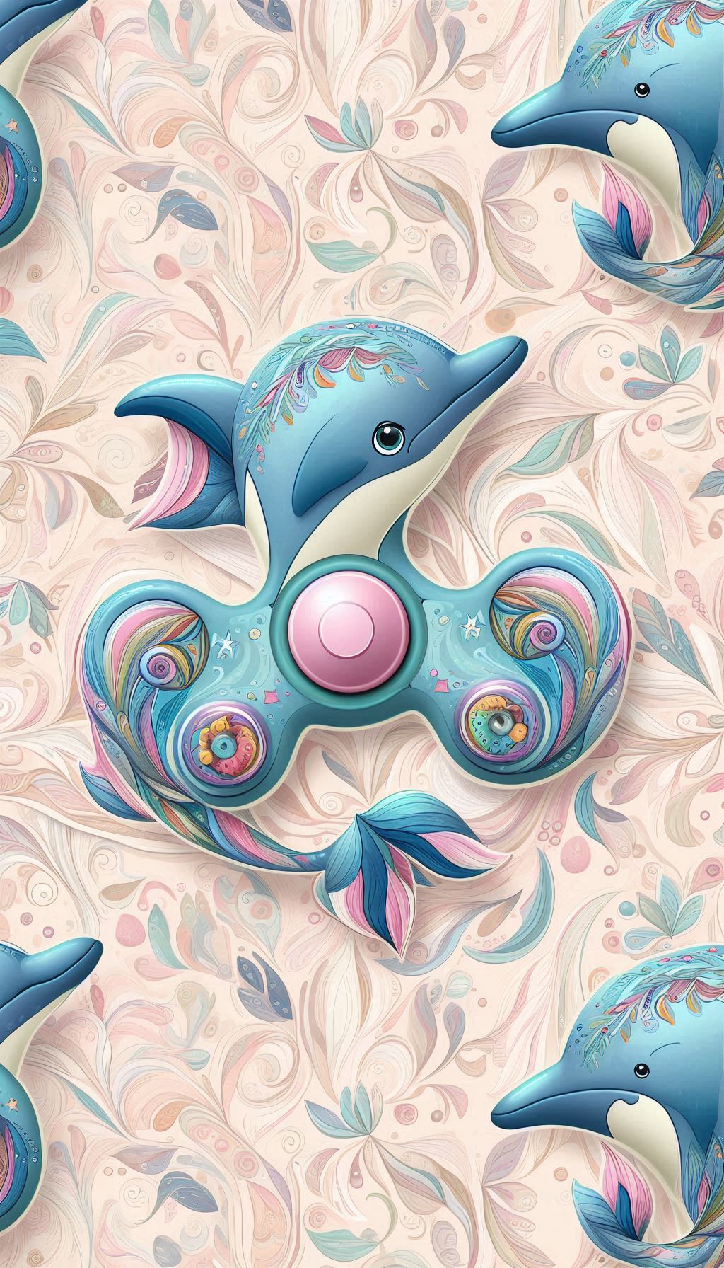 Whimsical Dolphin Spinner Wallpaper for Kids' Rooms