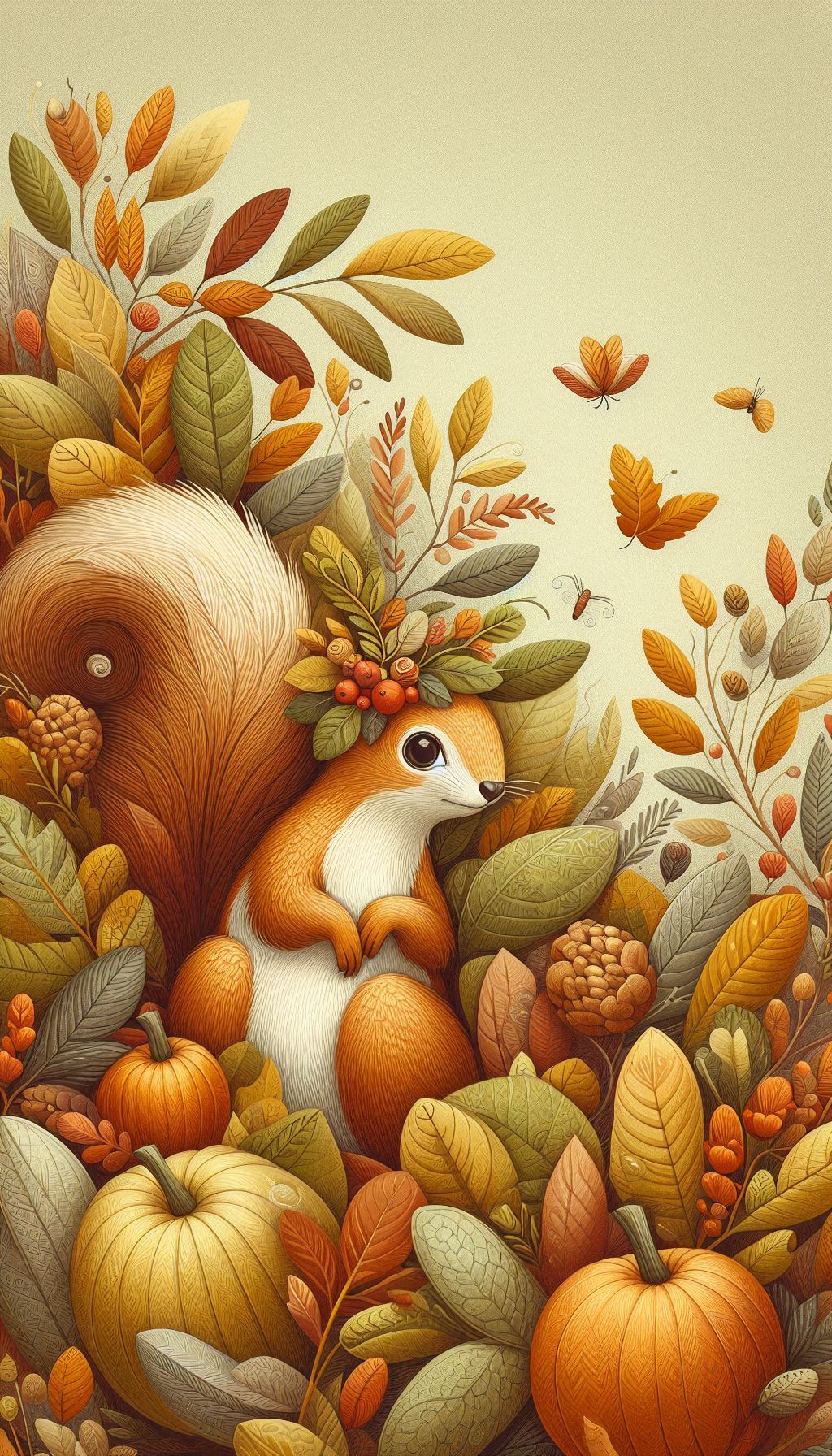 Whimsical Squirrel Playing Hide and Seek Among Leaves