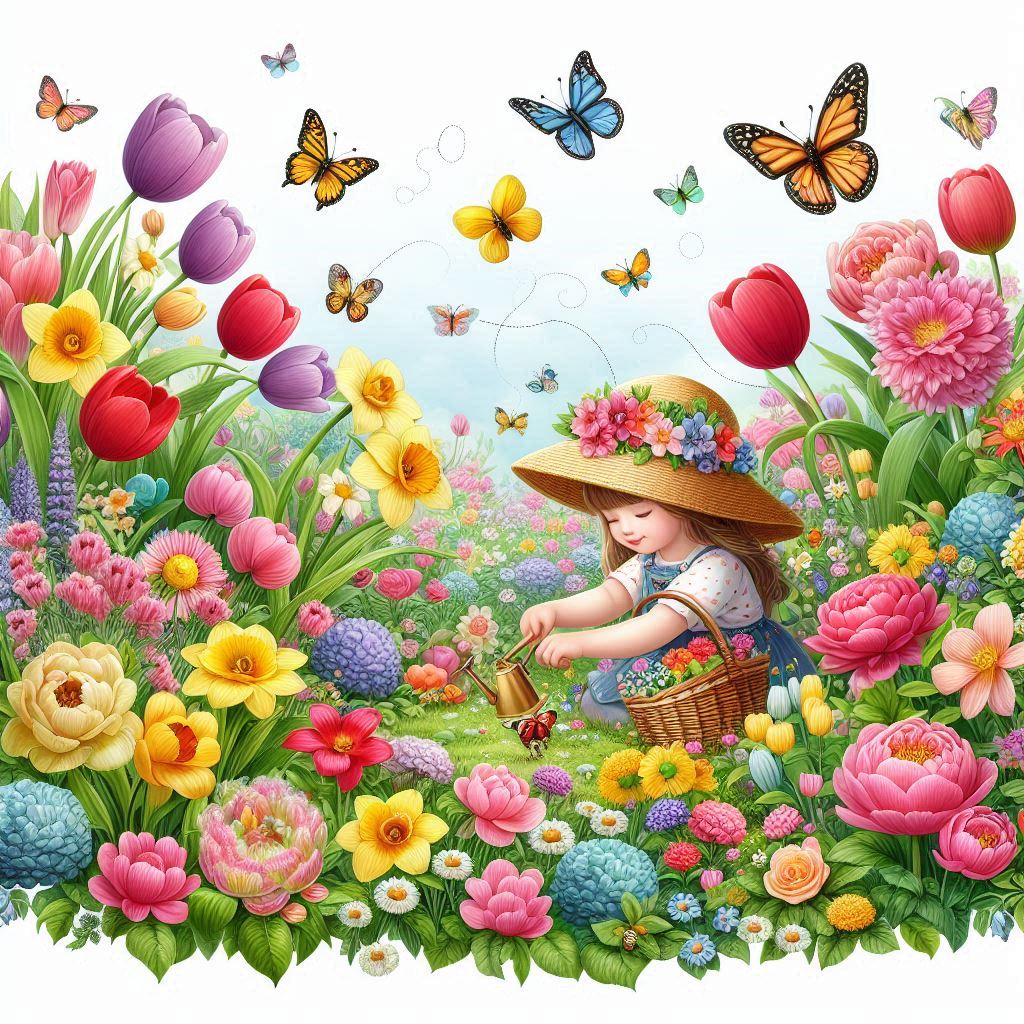 flower drawing images with colour