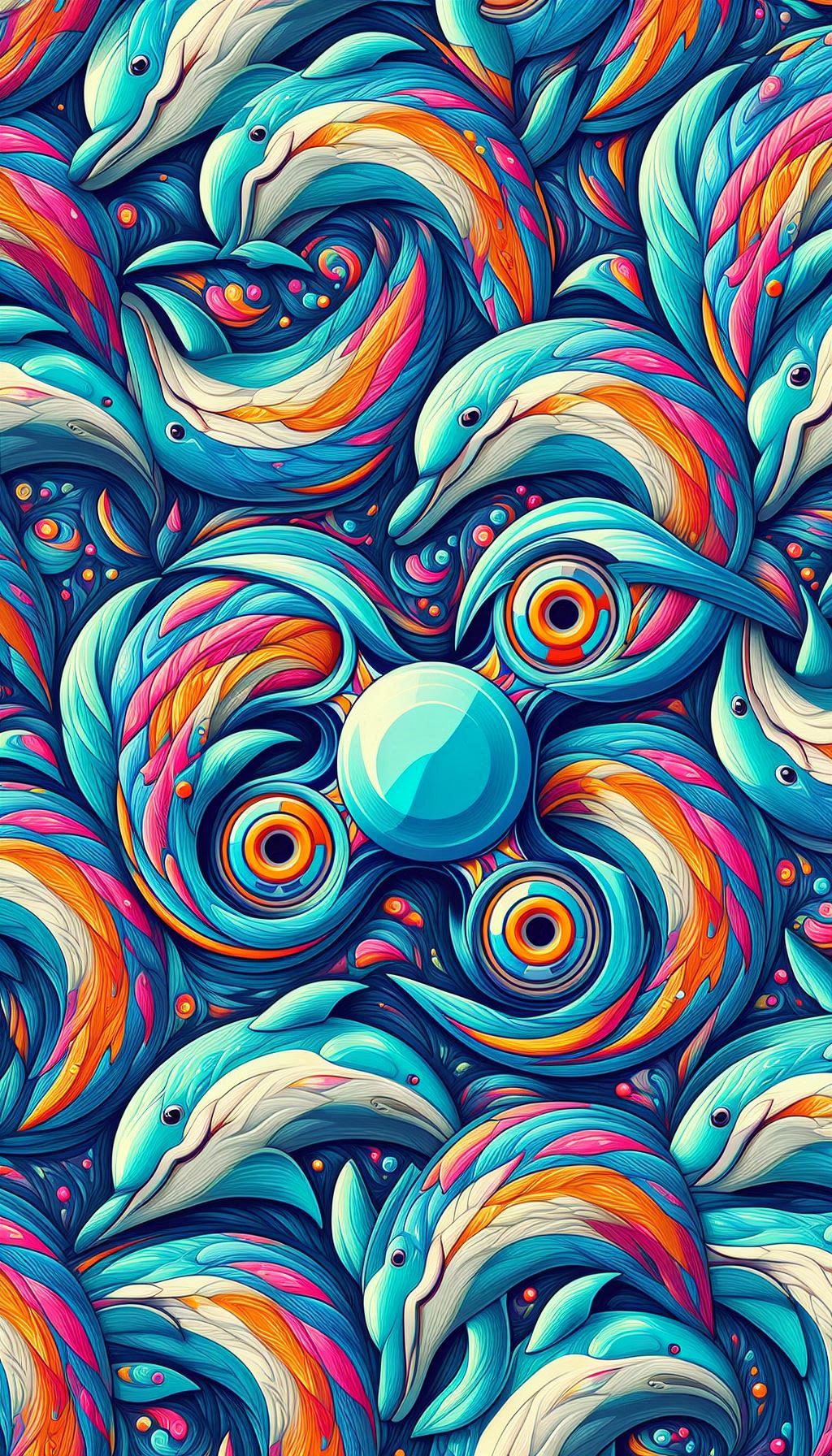 iPhone and Android Colorful dolphin pattern Unique spinner wallpaper for nautical decor