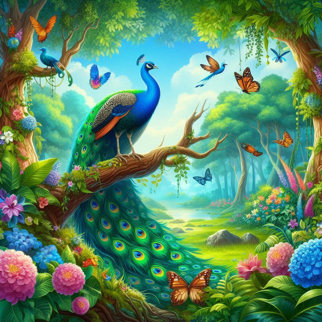 peacock images to draw easy