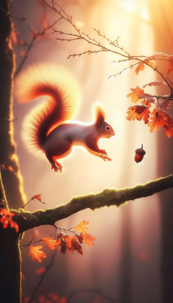 playful squirrel mobile wallpaper in the morning sun